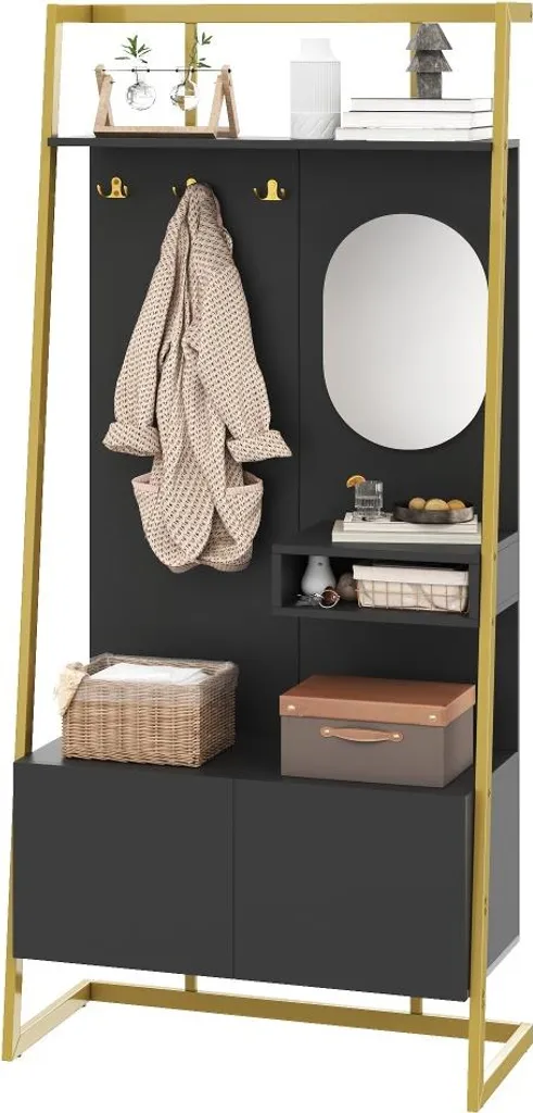 Petit Vestiaire d'Entrée pour Appartement avec Miroir et Banc de Repos