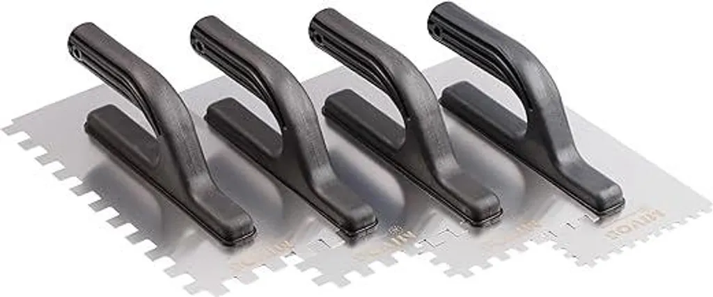Kit 4 Spatole per Piastrelle Inox 6-12mm | Cazzuola Dentata 270x130 EU