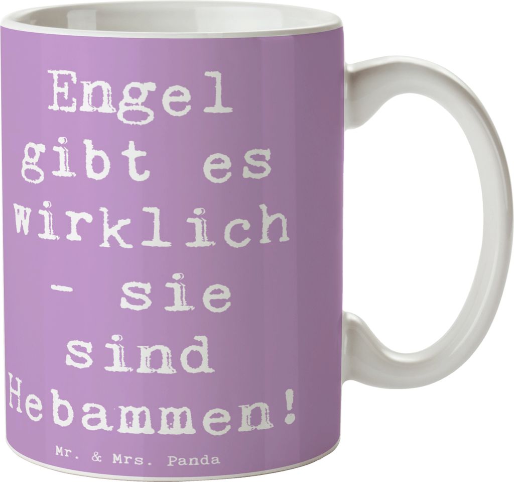 Mr. & Mrs. Panda Keramiktasse Spruch Hebamme Engel - Lavendeltraum - Geschenk, Geburt, Tasse, Teetasse, Leben, cappuccinotasse, Aufmerksamkeit, Kaf...