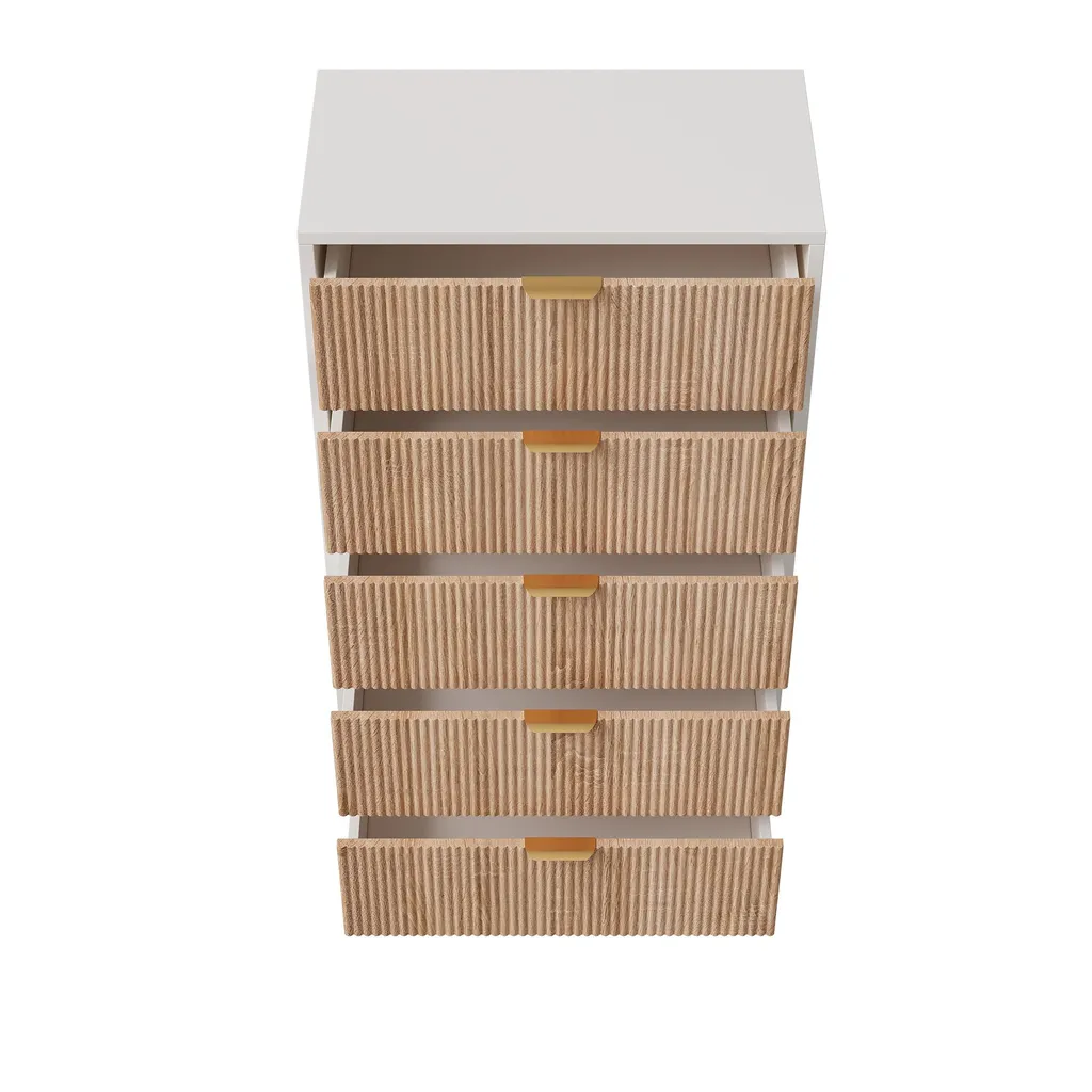 Meuble de rangement 5 tiroirs blanc commode étroite scandinave chic - 10