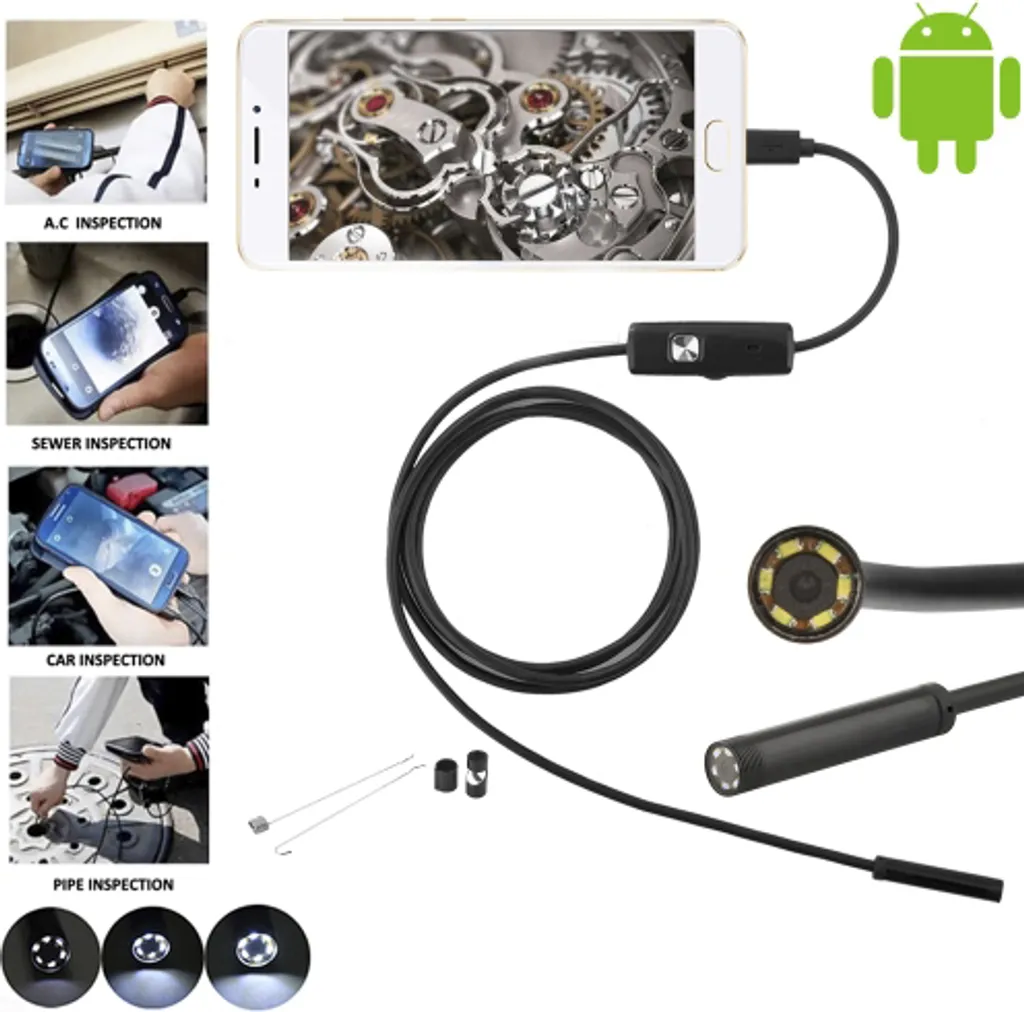 Caméra de plomberie et mécanique USB 5m avec câble rigide modulable - 3
