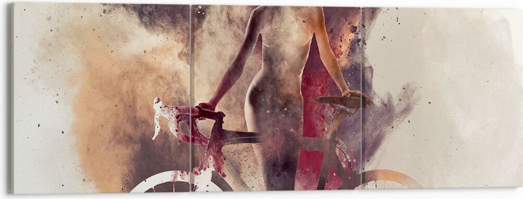 Bild auf Leinwand - Leinwandbild - Körper Mädchen Fahrrad Illustration - 150x50cm - Wand Bild - Wanddeko - Leinwanddruck - Bilder - Kunstdruck - ...