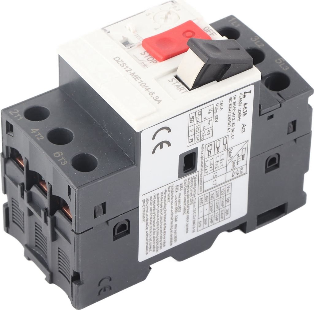 Motorschutzschalter GV2 ME10C 4–6,3A – Motor Leistungsschalter mit Überlast- & Kurzschlussschutz, DIN-Schienenmontage AC690V
