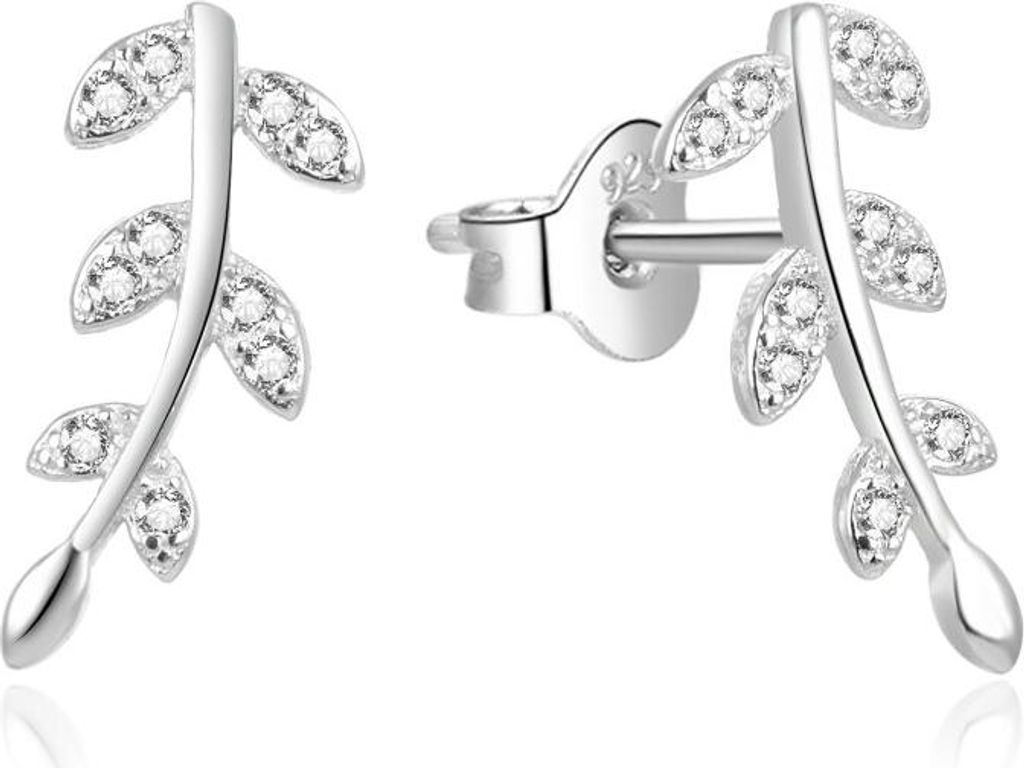 Longitudinal silver earrings with zircons AGUP2033