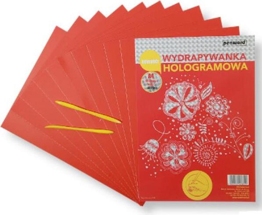 POLSIRHURT Hologramm Scratch A4 (10 Blätter) Silber-Rot + 2 Rylce SP-07