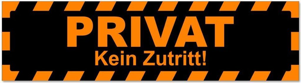 Kiwistar - Autoaufkleber - Orange - Schwarz - 20 x 5,3 cm - Privat kein Zutritt gestreift - Hinweis Aufkleber Sticker für Auto, Kfz, Fahrrad, PKW,...