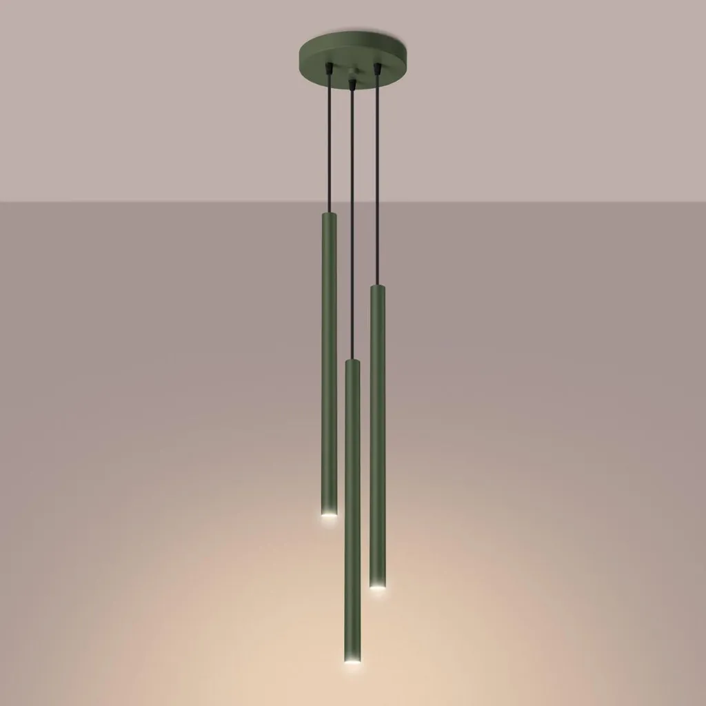 Lampada a sospensione PASTELO 3P verde oliva 3xG9 8W acciaio 104x19.5x19.5cm Sollux Lighting - 13