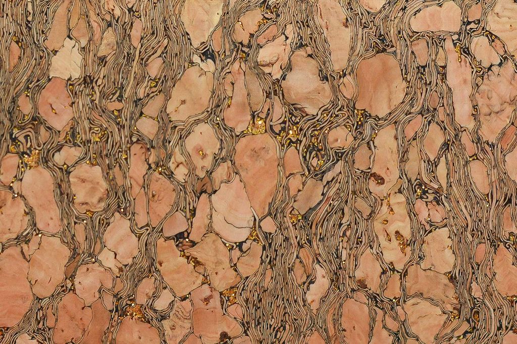 Korkstoff Lederalternative klassich natur gold Glimmer