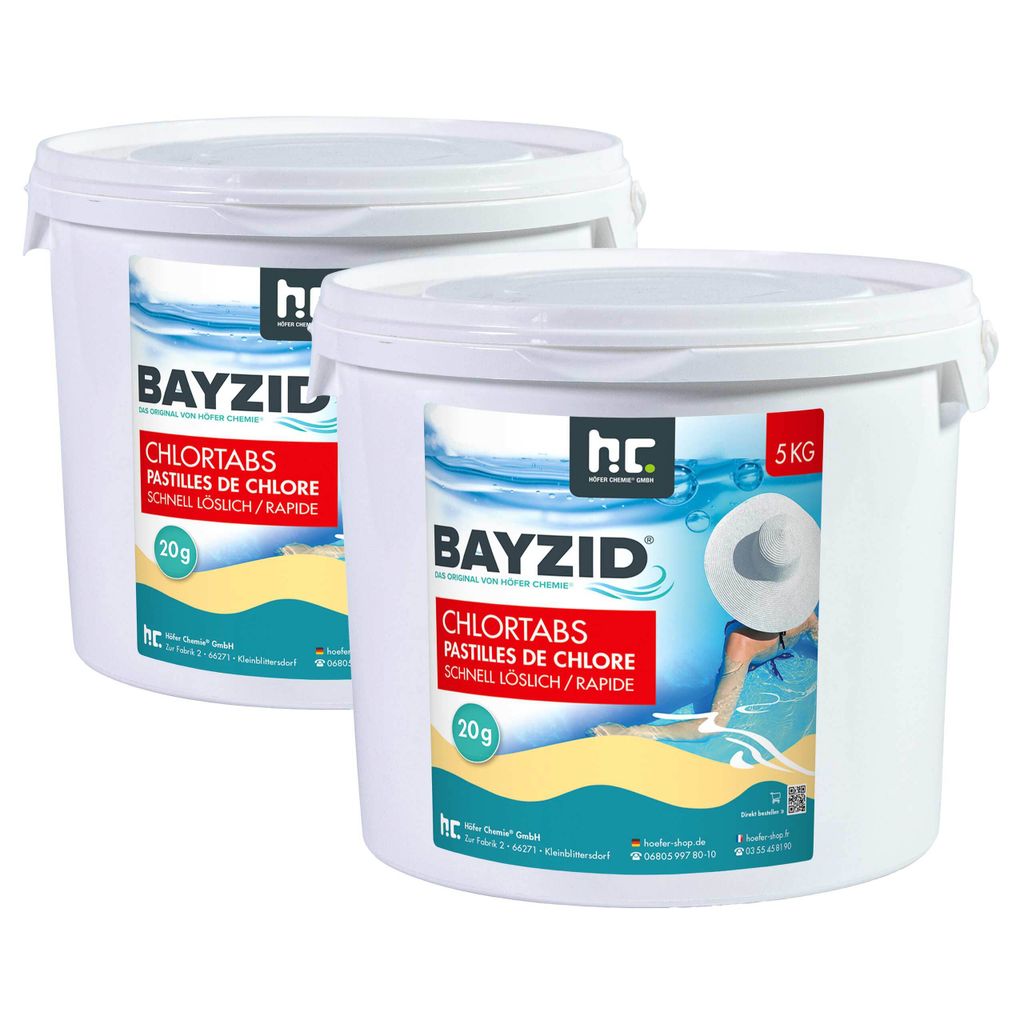 2x5 kg BAYZID Chlortabs 20g schnell lösliche Reinigungstabs für sauberes Badewasser