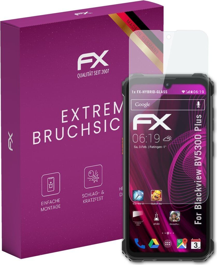 atFoliX FX-Hybrid-Glass Displayfolie kompatibel mit Blackview BV5300 Plus Glasfolie