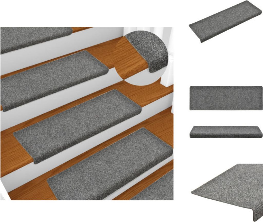 vidaXL Treppenmatten 15 Stk. Nadelvlies 65x21x4 cm Hellgrau - Stufenteppiche