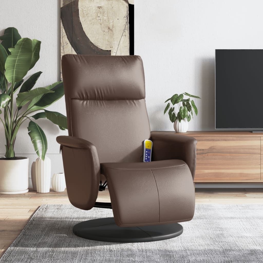 Stabli Möbel Massagesessel mit Fußteil Braun Kunstleder Fernseh- & Relaxsessel 2025 - Klassisches2419967