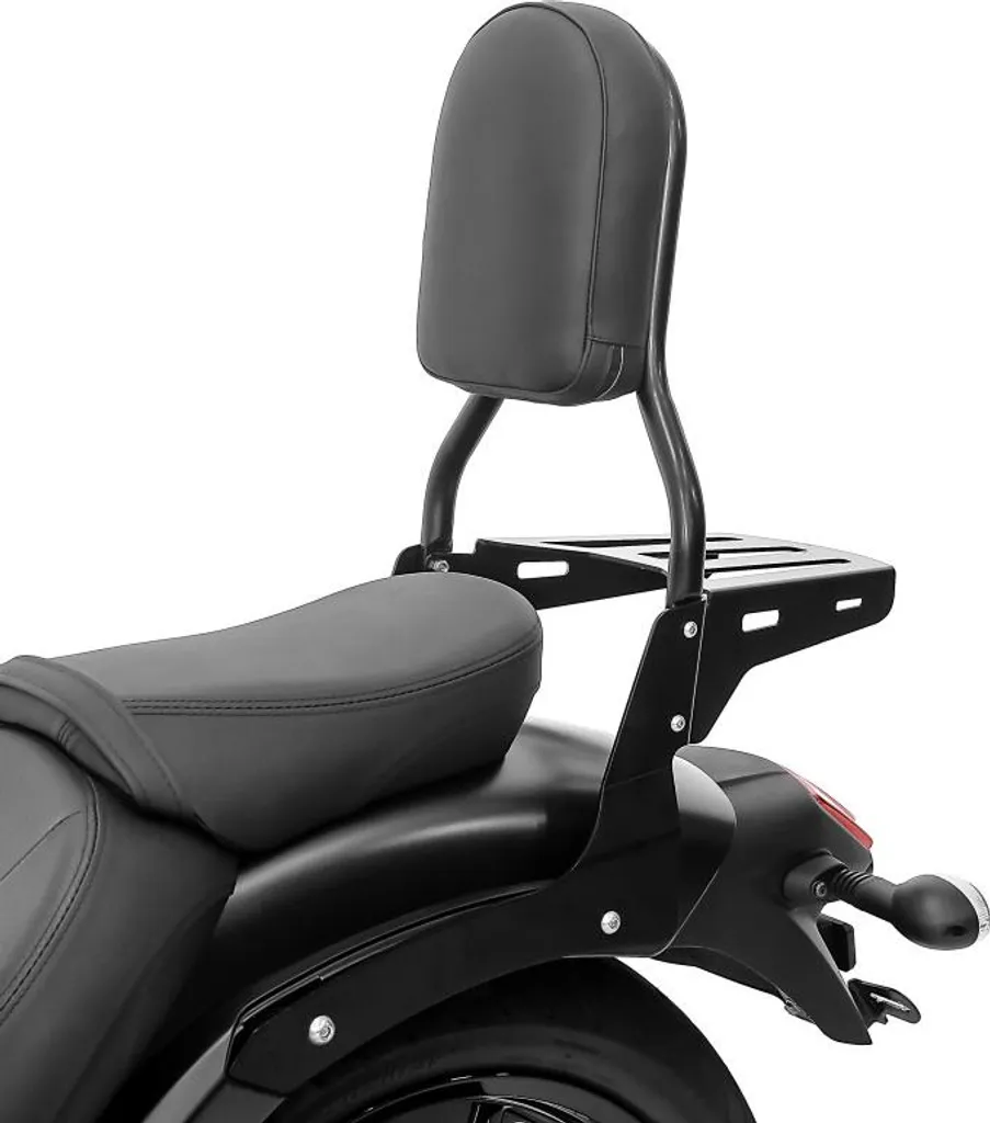 Sissybar moto noir DK133 pour stopper la fatigue passager en balade