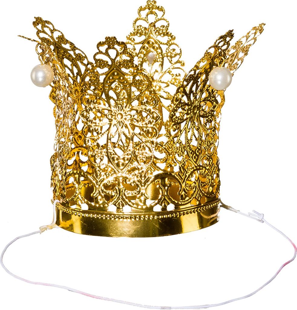 Zubehör Krone gold mit Perlen zu Prinzessin Kostüm Fasching Karneval Rub 