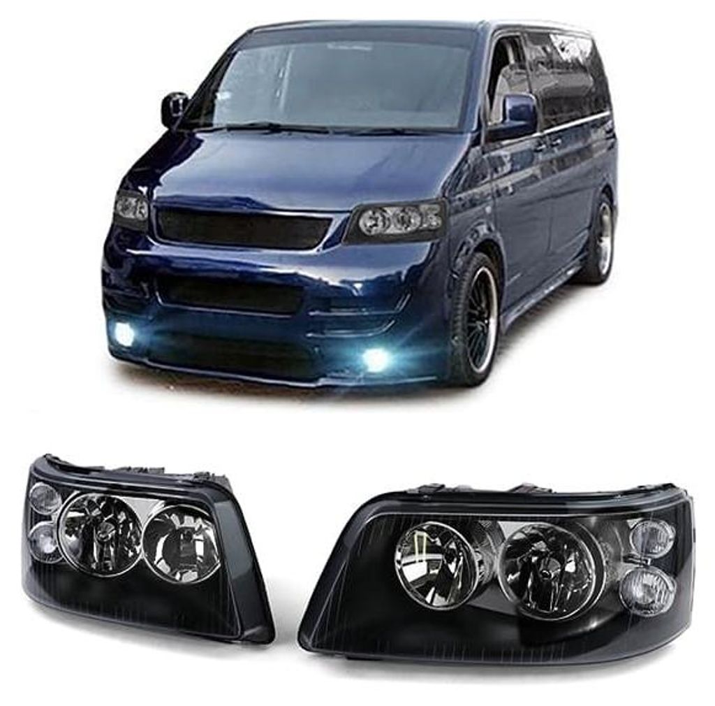 Für VW Bus T5 2003-2009 Klarglas H7 H1 Scheinwerfer Schwarz mit LWR Motor in der Farbe Schwarz von Carparts-Online GmbH