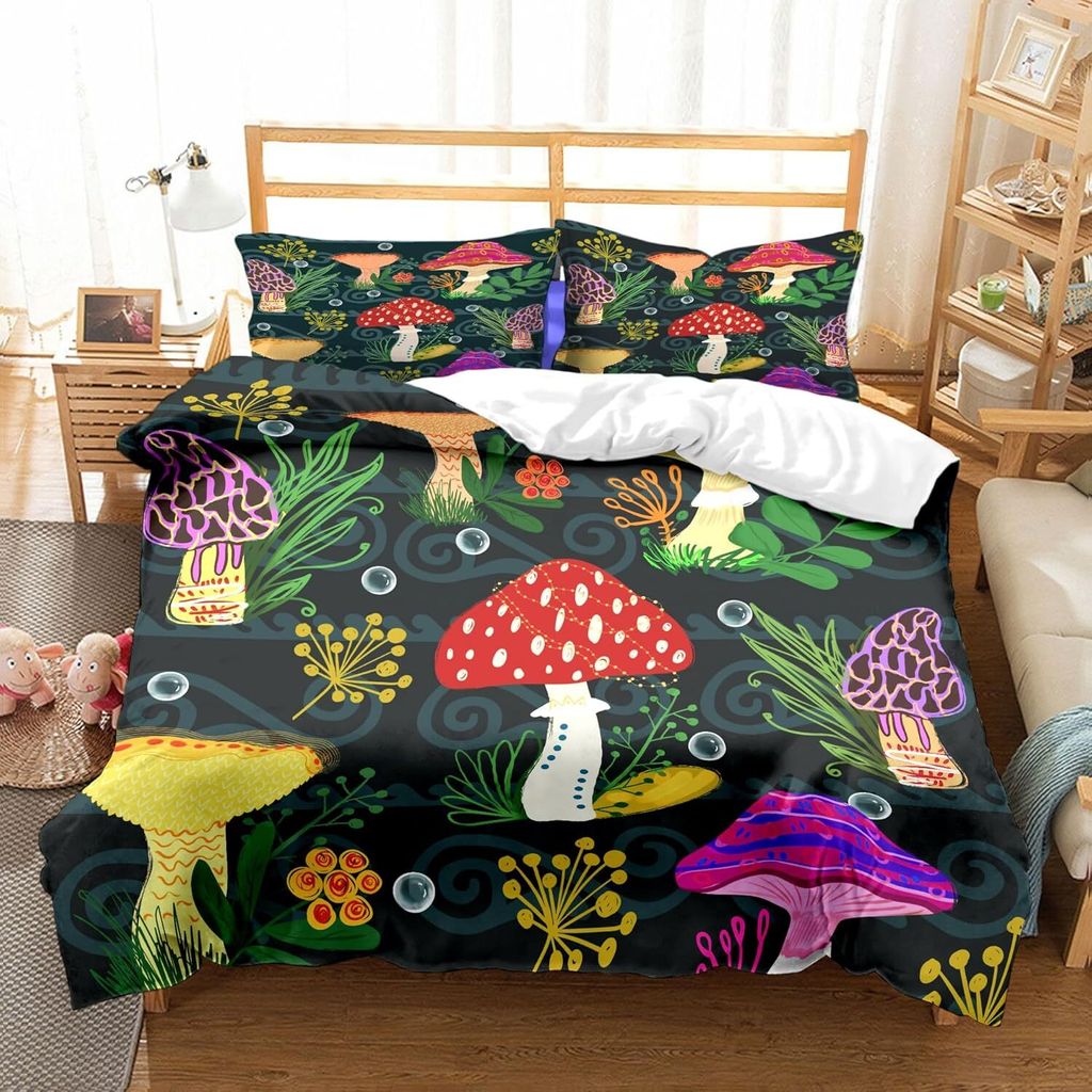 Bunte Bettwäsche mit Pilzen Magic Pattern Mikrofaser 135x200CM