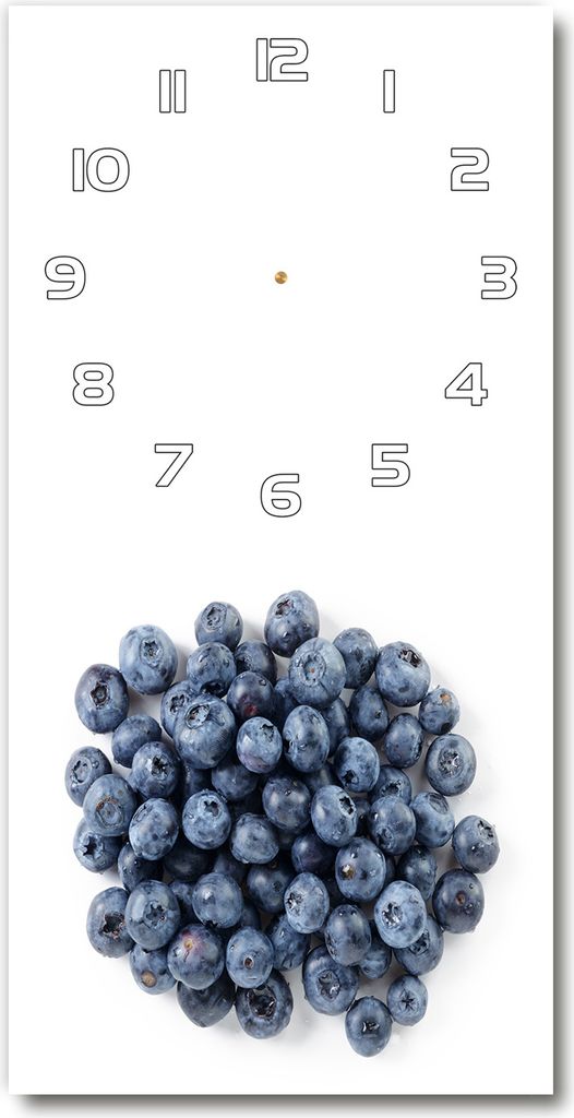 Wanduhr aus Glas – 30x60 cm - Glasbild - Glasuhr - Gehärtetes Glas -Blaubeeren