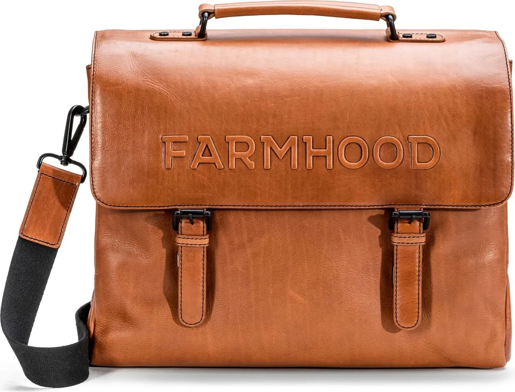 Farmhood Memphis Briefcase Cognac 2 Sac à épaule serviette en cuir marron