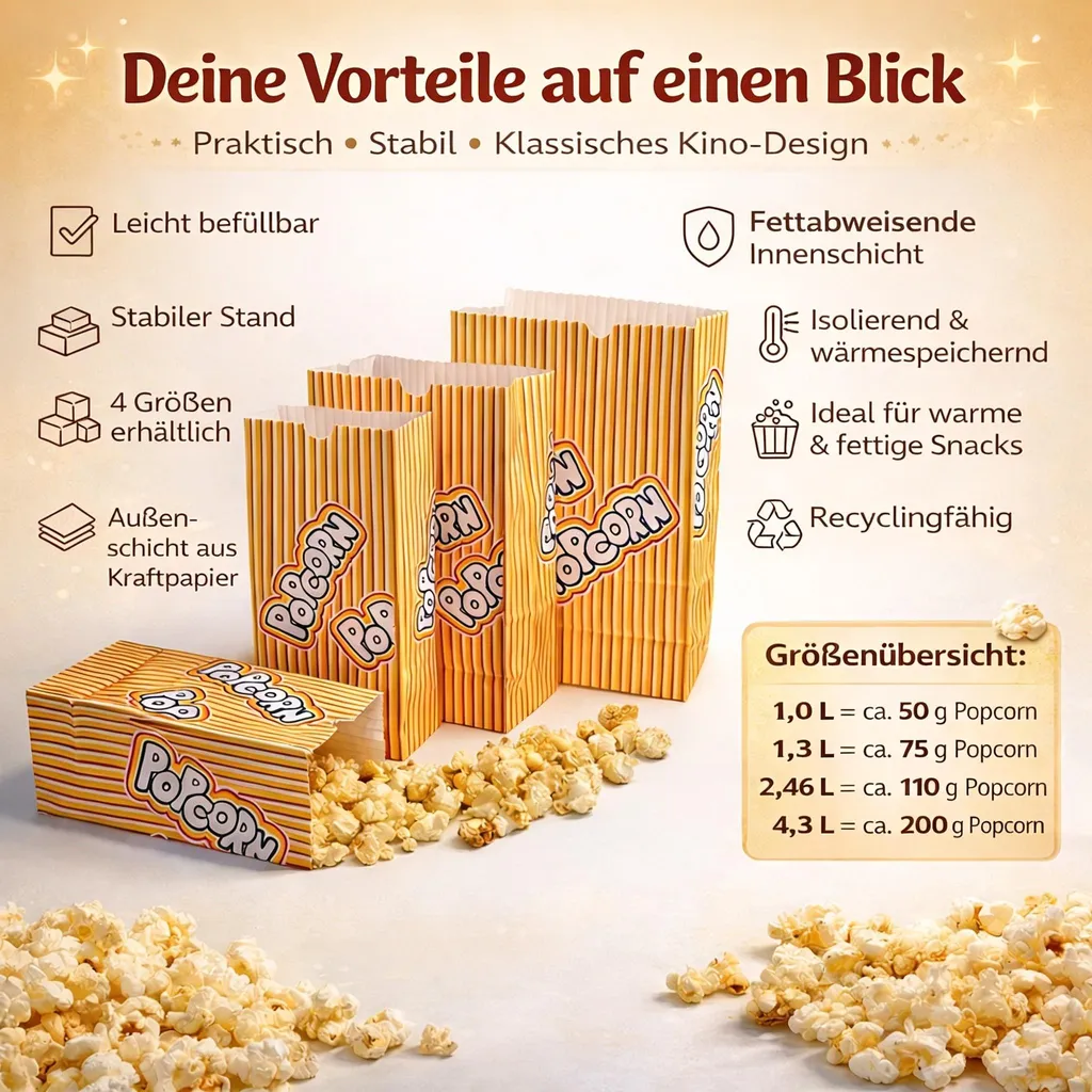 Sacchetti Termici Popcorn 4.3L Antigrasso - Fornitura 100 Unità