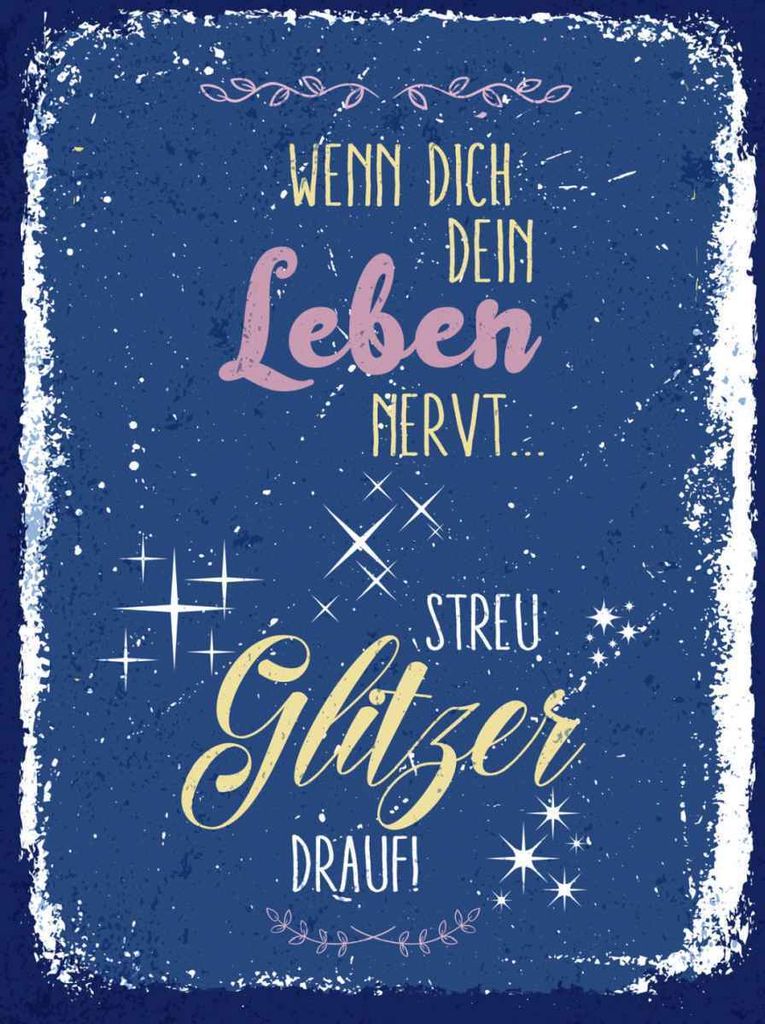 vianmo Holzschild 40x30 cm Glitzer wenn dich dein Leben nervt Spruch Zitat