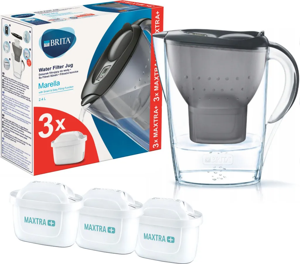 Pack BRITA Marella Graphite : 3 cartouches MAXTRA pour 3 mois d'eau pure