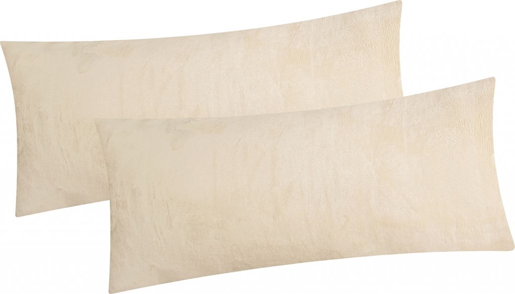 2er Set Fleece Winter Kissenbezug in 40x80cm - Ecru Creme - Produktbild 