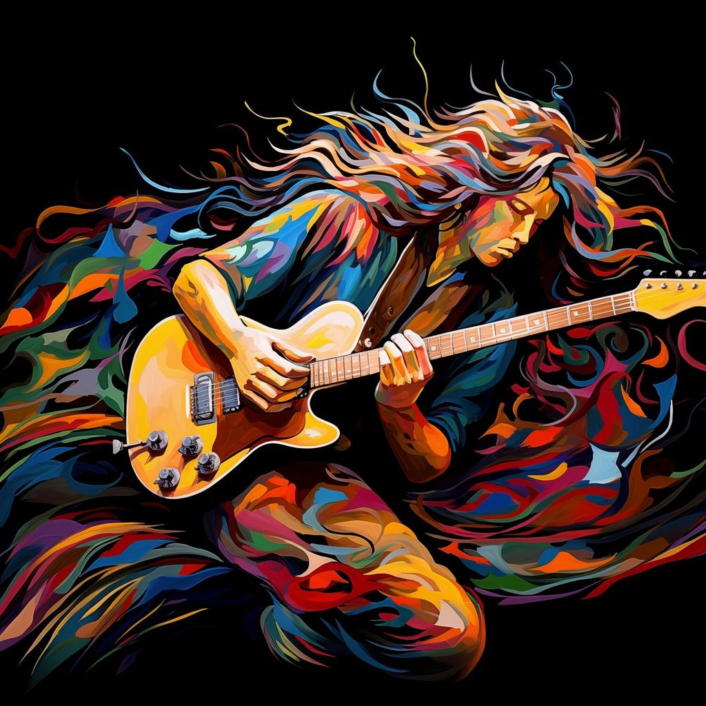 Wallario Sticker / Aufkleber für Kühlschrank / Geschirrspüler / Küchenschränke, selbstklebende Folie - 60 x 60 cm, Motiv: Farbiges Gitarrenspiel