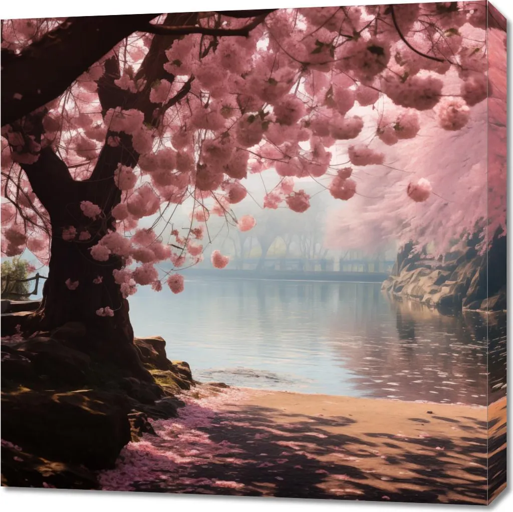Tableau Image 70 x 70 cm Le Repos du Sakura - Décoration Zen Japonaise