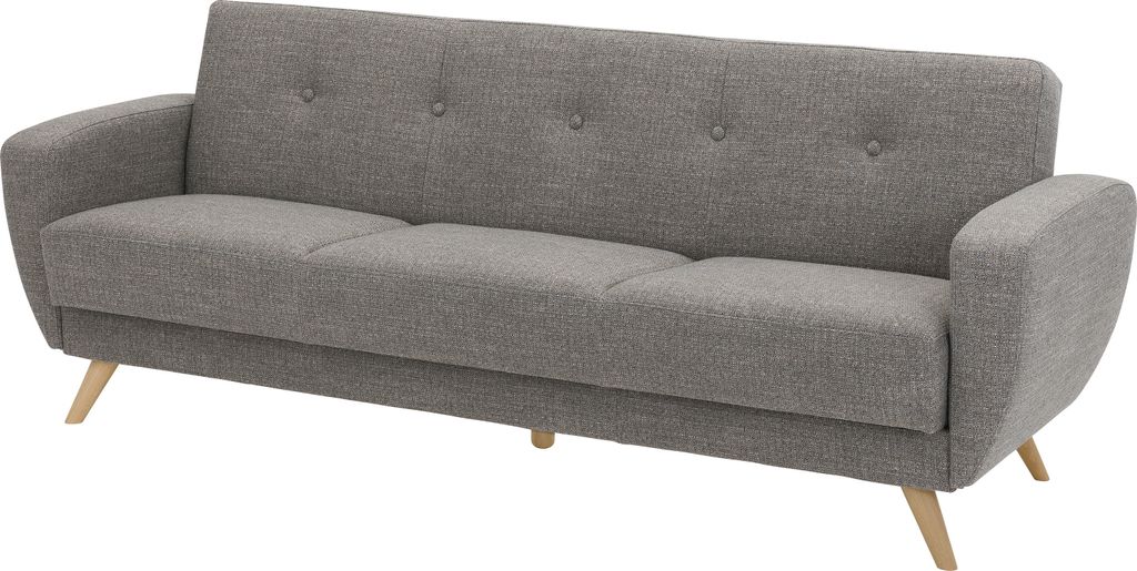 Max Winzer Sofa 3-Sitzer mit Bettfunktion Jerry - Flachgewebe grau - Maße: 230 x 82 x 85 cm