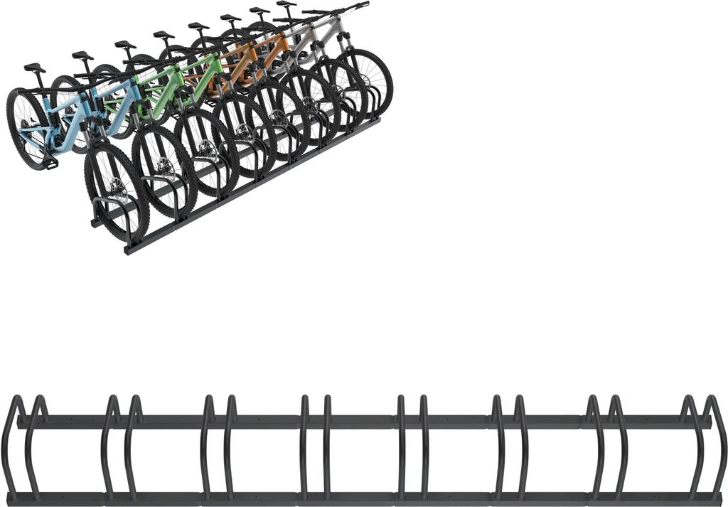 LZQ Fahrradständer Fahrrad ständerr Boden für 8 Fahrräder mit Reifenbreiten bis 65 mm Eisen Fahrradhalter Radständer, Schwarz