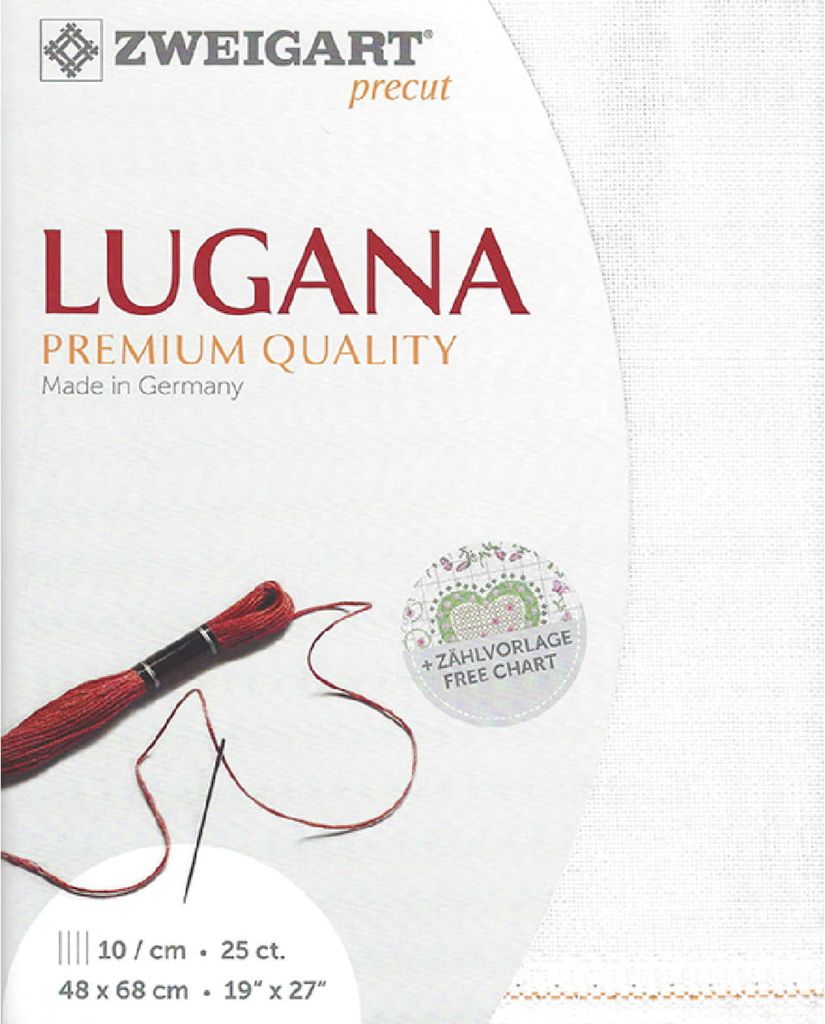 Zählstoff LUGANA Zweigart precut 25 ct. 3835 Farbe 100 weiß, 48x68 cm