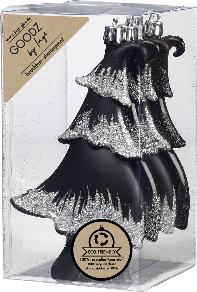 Christbaumschmuck Tannenbäume 14cm Kunststoff 4er Set - Produktbild 