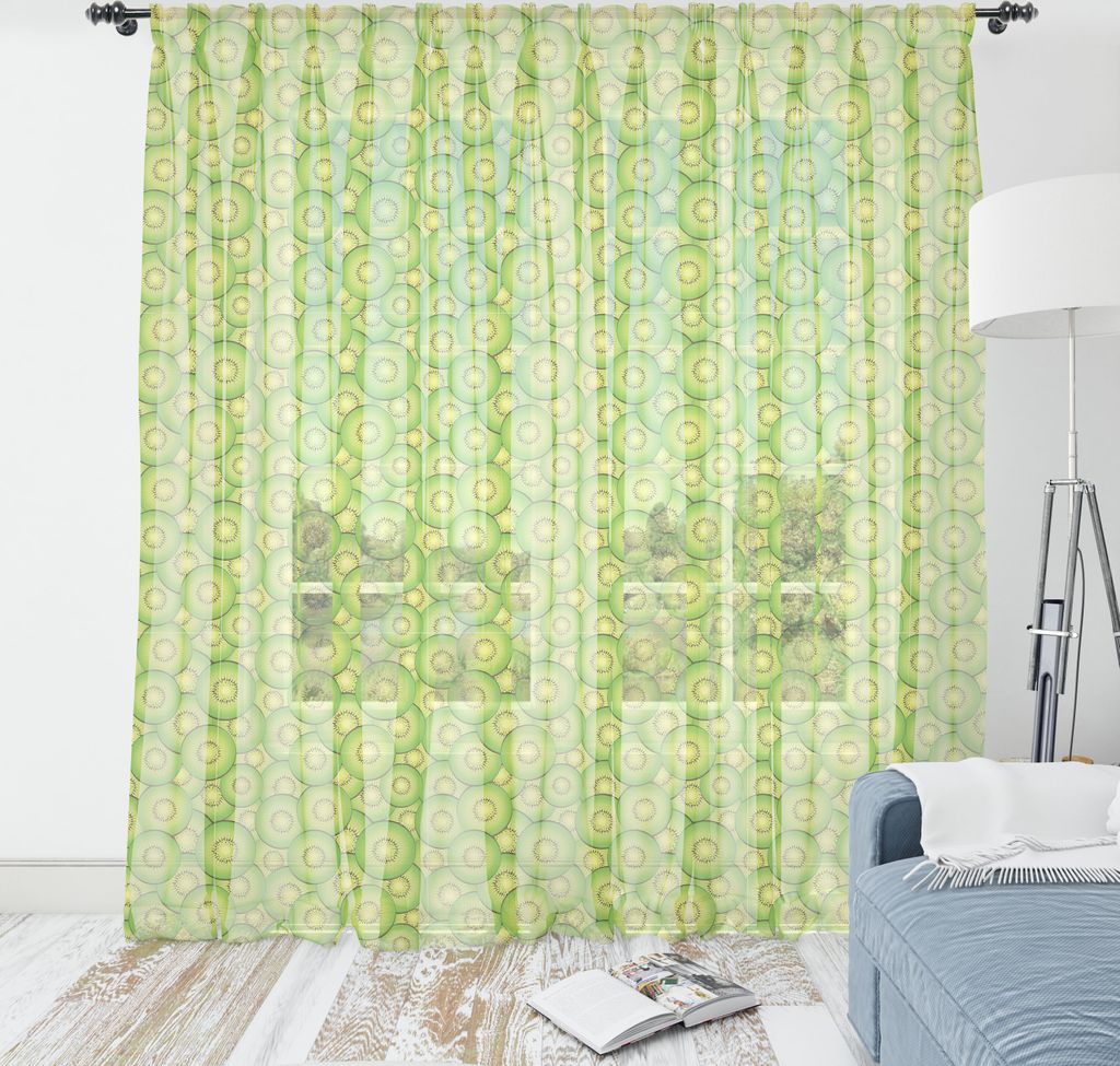 ABAKUHAUS Kiwi Wandteppich, Illustration von Continuous Pattern mit exotischen Fruchtscheiben, Wohnzimmer Schlafzimmer seidiges Satin Wandtuch, 22...
