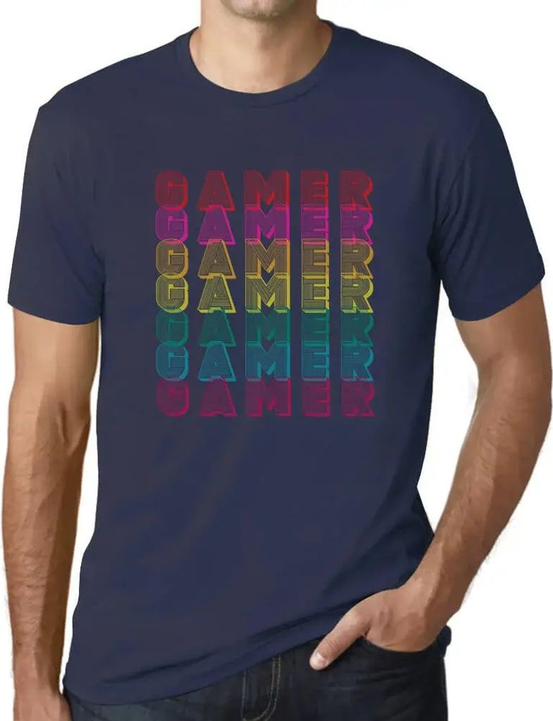 Herren Grafik T-Shirt Retro Color Gamer Gaming Funny Esports Öko-Verantwortlich Vintage Jahrgang Kurzarm Lustige Druck Geburtstag Geschenk Mann