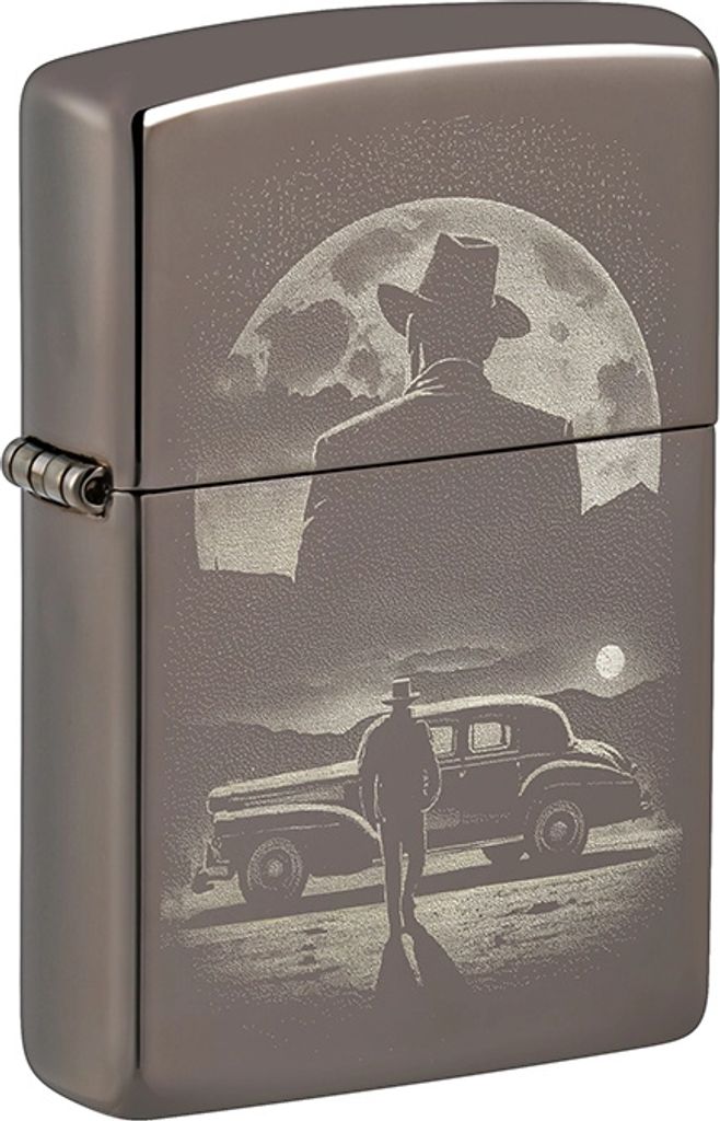 Zippo Benzin-Feuerzeug Vintage Car and Man Black Ice, Produktbild 