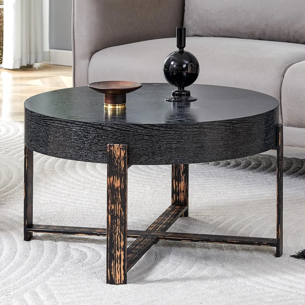 Table Basse Stable Noire 68cm : Solution Design pour Salon et Séjour