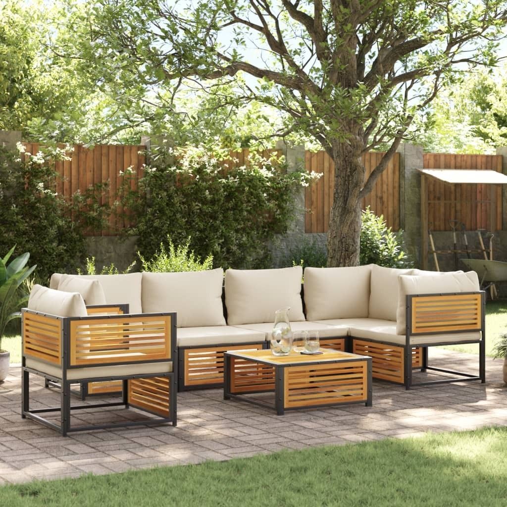 Maison Exclusive - 7-tlg. Garten-Sofagarnitur mit Kissen Massivholz Akazie