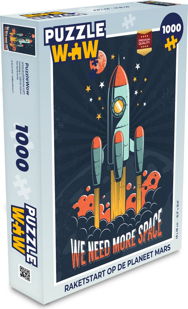 MuchoWow Puzzle 1000 Teile Rakete - Weltraum - Retro - Sterne - Spielzeug - Alt und Jung - Spiele - Puzzeln
