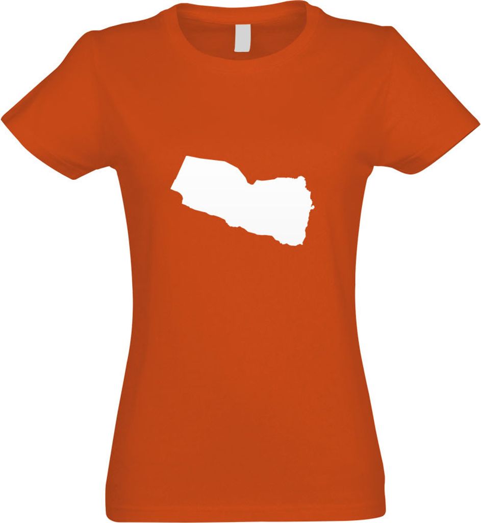 Kiwistar - T-Shirt tailliert - Damen - orange - Jemen Umriss Kontur - mit Motiv Bedruckt - Funshirt Design - Sport - Freizeit - Damen - L
