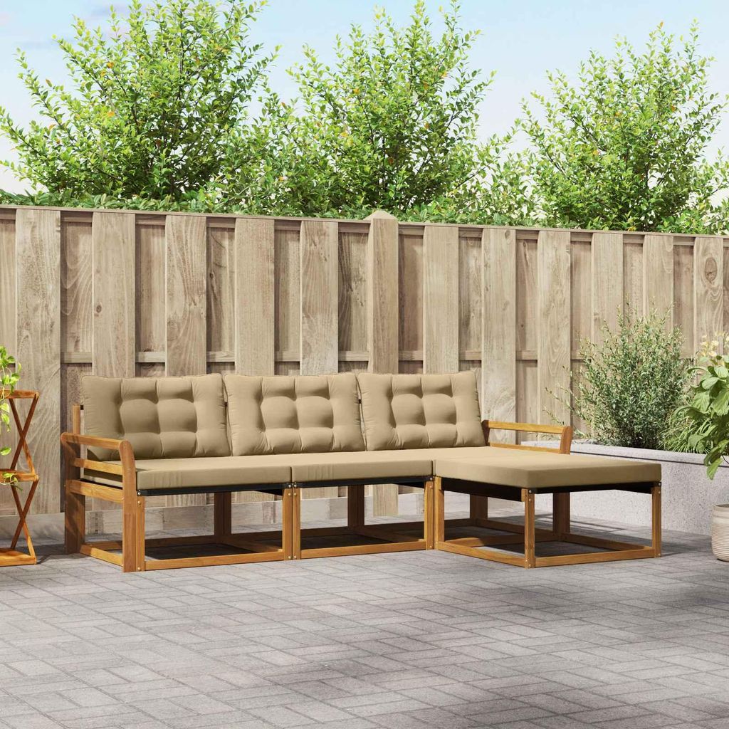 "Summerschlussverkauf"Outdoor-Sofagarnitur - CLORIS - Balkonmöbe/Sitzgruppe - mit Kissen 4 pcs - Moderne Design - Natur und Beige - Gartensofas DE...