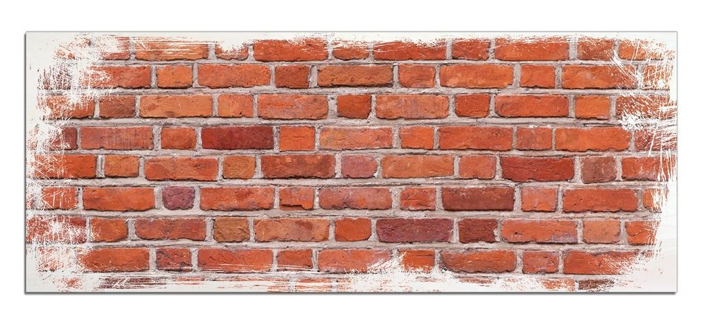 Wallario Kunstdrucke Wandbilder Holz in : Brillante Farben, Größe 50 x 125 cm Motiv Rote Ziegelsteinwand - Backsteine