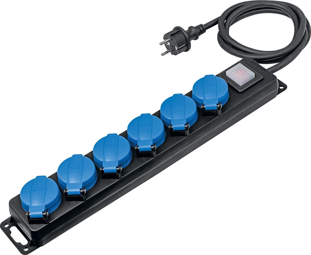 as-Schwabe 6-fach Steckdosenleiste 1,5m Mehrfachsteckdose mit Schalter 230V IP44