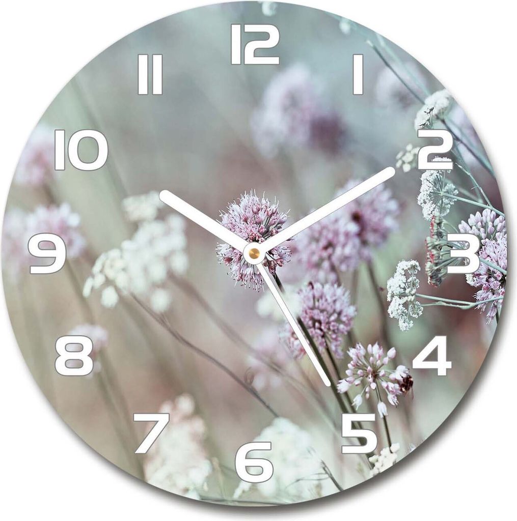 Wanduhr aus Glas 30fi Glasbild Glasuhr Gehärtetes Glas - weisse-zeiger - Wild flowers