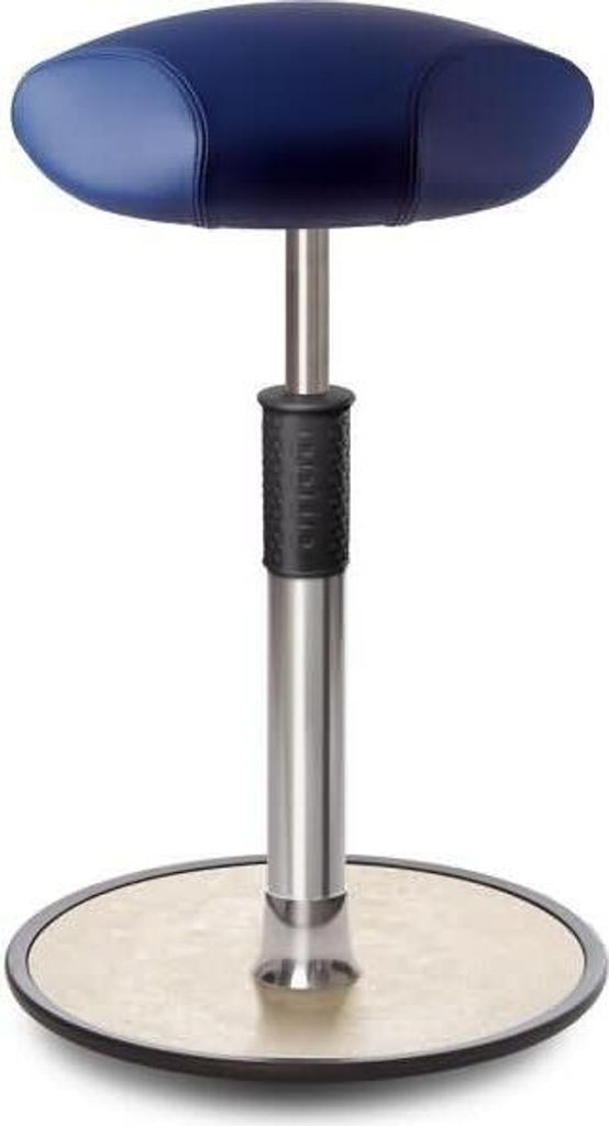 Sitz- Stehhocker Free Tall Triangel Boxmark Leder blau Chrom /cremeweiß.