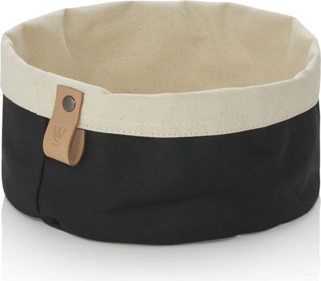 12x Brottasche Flip Baumwolle, Ø 20 cm, Höhe 12 cm, schwarz/cream, Canvas