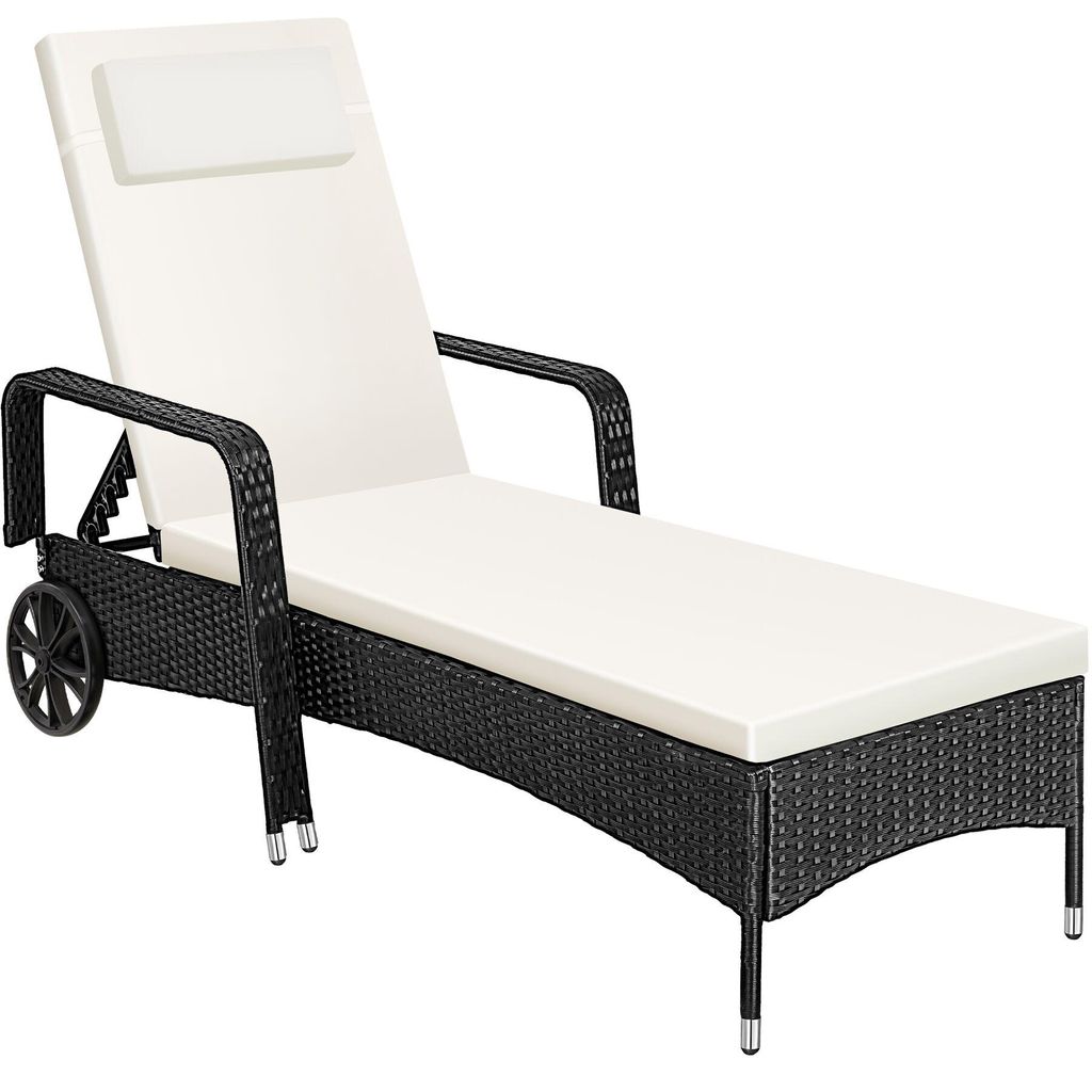 tectake® Rattan Sonnenliege 200 x 70 x 33 cm Produktbild 