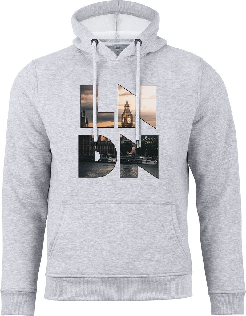Cotton Prime Hoodie Skyline London - Weltenbummler Kollektion XL Grau-Melange