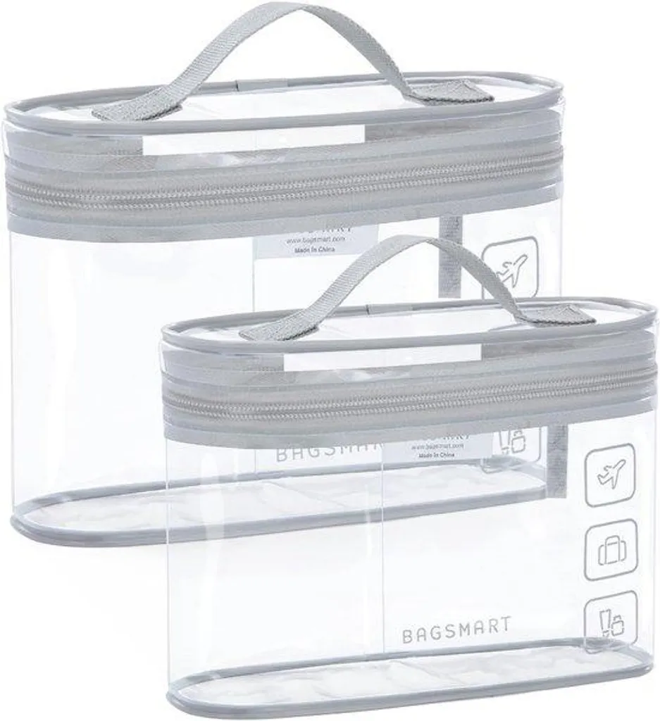 Trousse de Maquillage Transparente Lot de 2 - Format Voyage Cabine