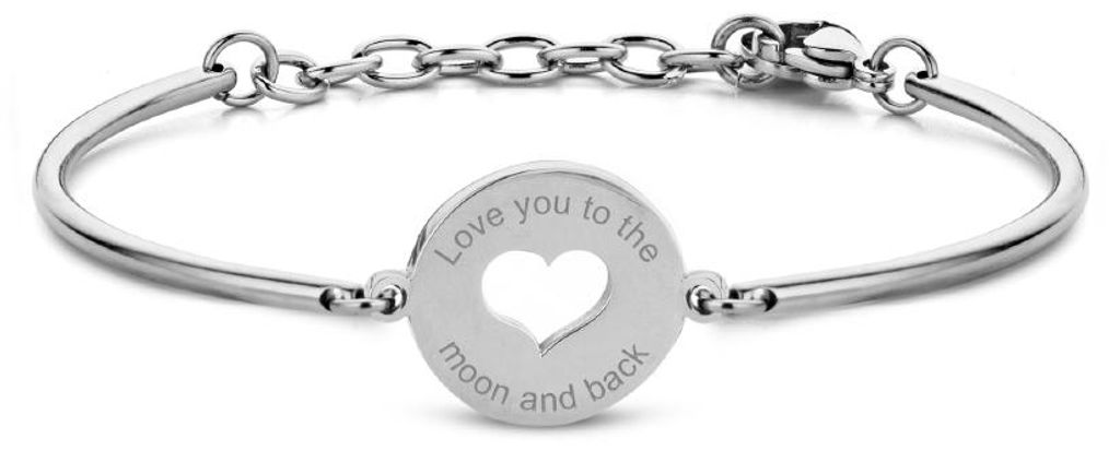 CO88 Collection Inspirational 8CB-90334 Stahlarmband mit Anhänger – Herz und „Love You to The Moon and Back“ 17 mm – Geschenk für sie –...
