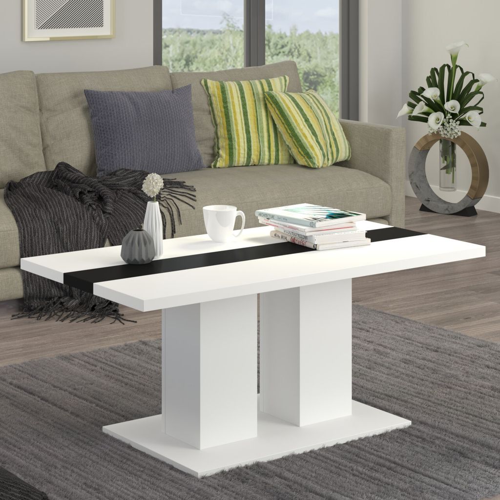 Couchtisch Kaffeetisch Sofatisch BESTIV weiß 110 x 53 x 60cm